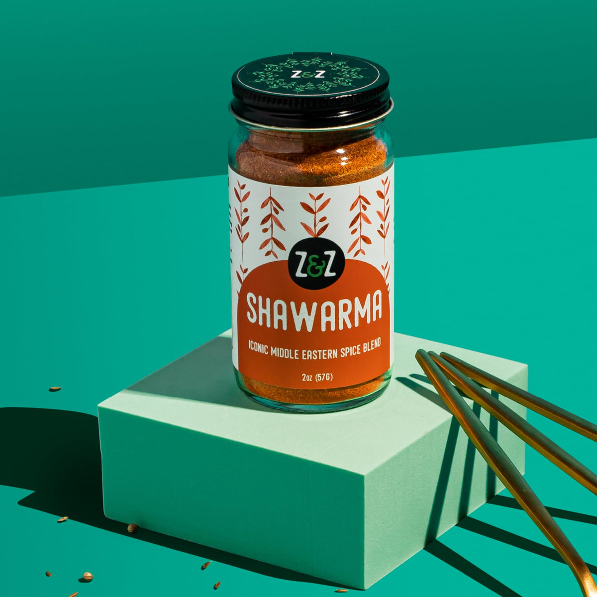 Z&Z Shawarma spice jar ready to marinate meat for bold flavor
