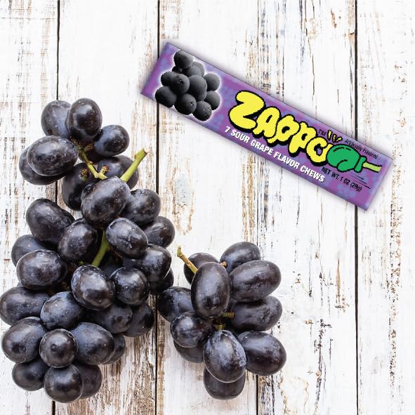 Zappo Grape flavor stick close-up, compact treat for classrooms.