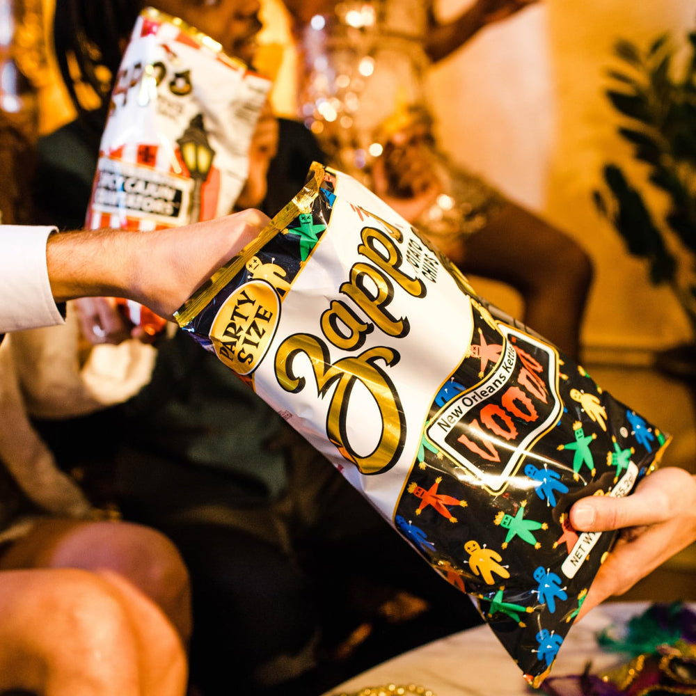 Zapp's kettle chip crunch emphasizes bold texture ideal for party spreads.