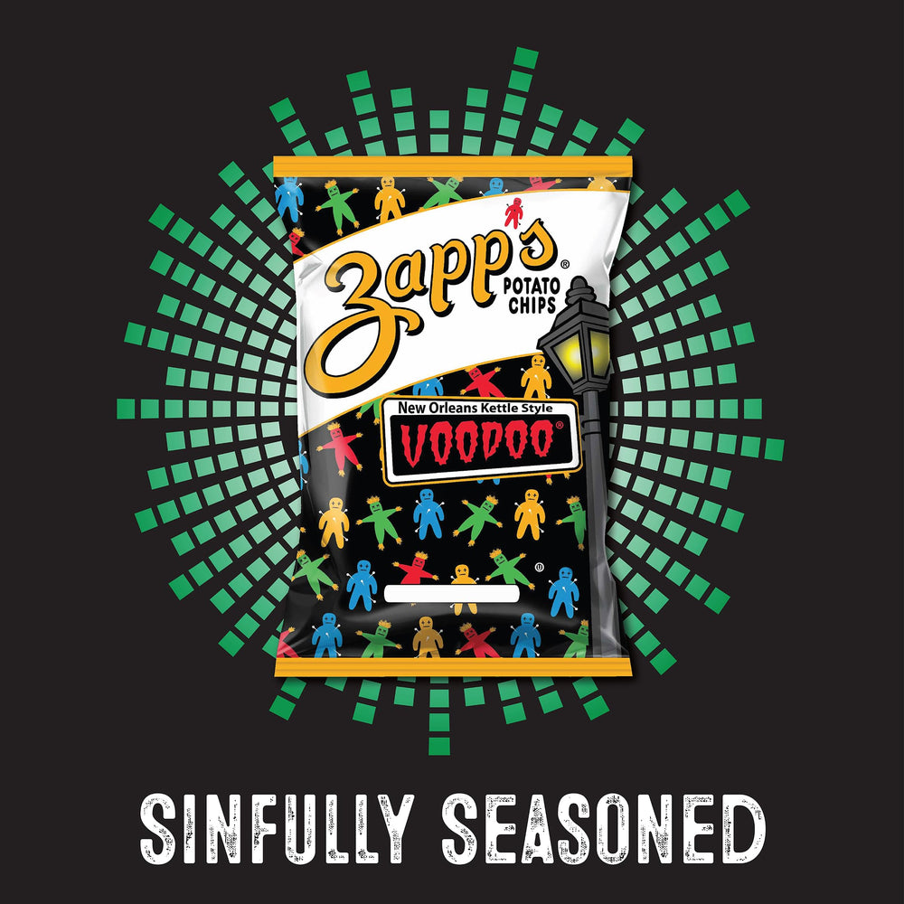 Zapp's Voodoo chips 42-count box, ideal for gatherings.