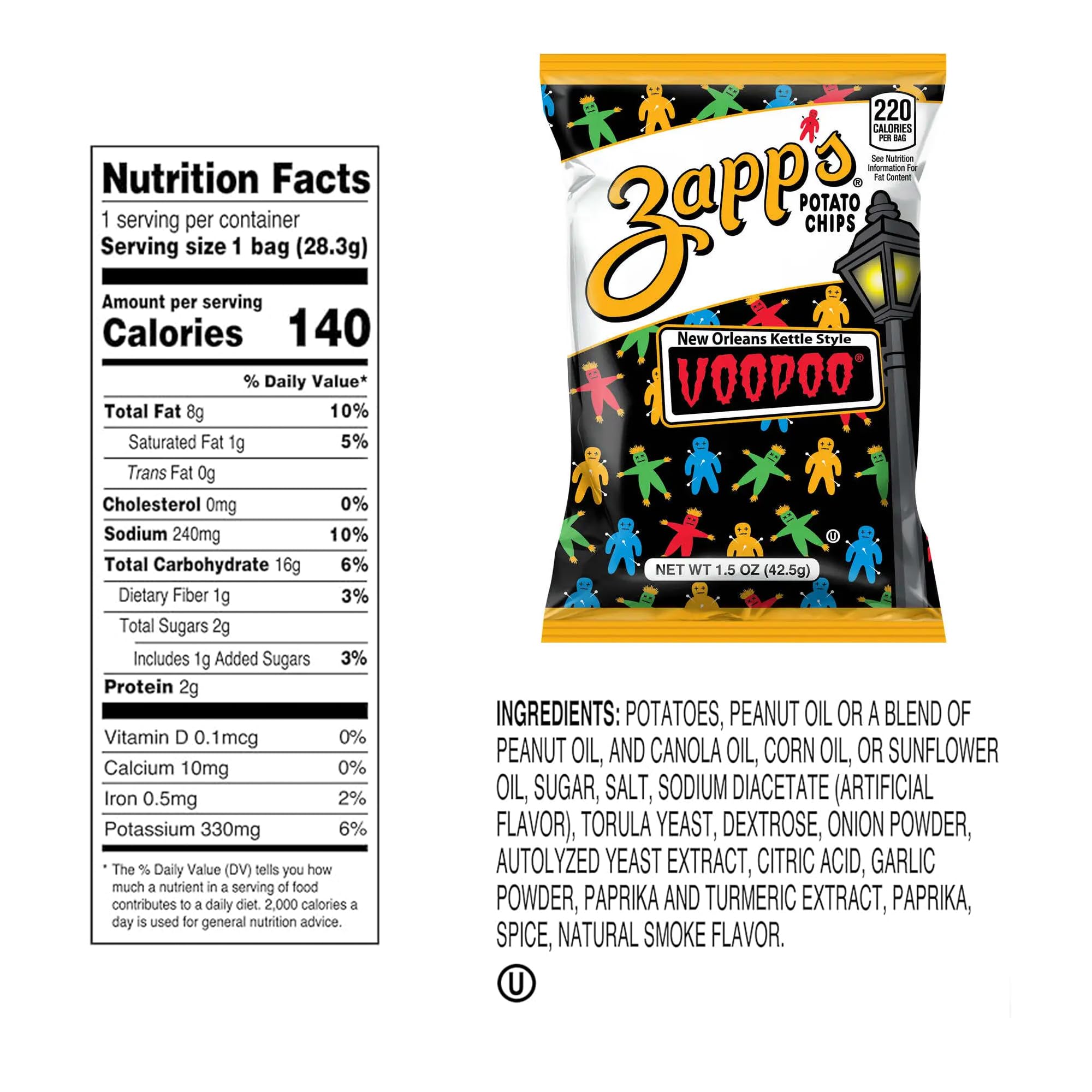 Zapp's Voodoo chips in an open bag, great for movie nights.