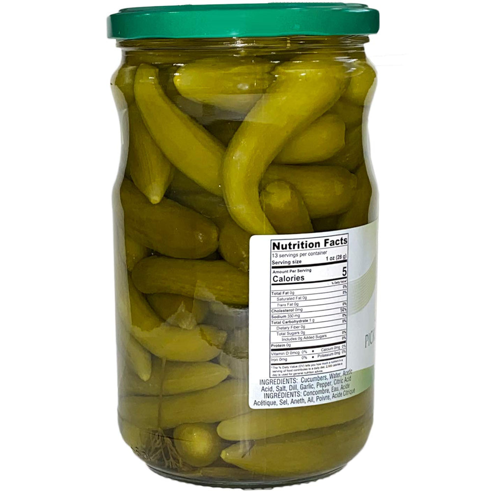 Close-up of Zarrin pickled cucumbers in brine highlighting texture