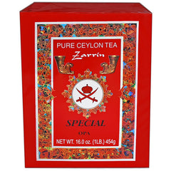 Zarrin Pure Ceylon OPA loose-leaf tea leaves for a refined infusion