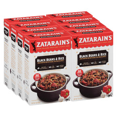 Zatarain's Black Beans & Rice 8-pack front view, ideal for quick meals.