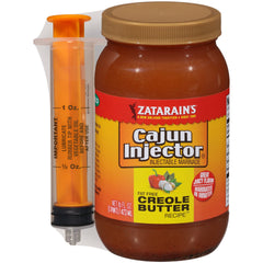 Zatarain's Cajun injector butter Creole bottle showing rich flavor for chicken, pork, or turkey