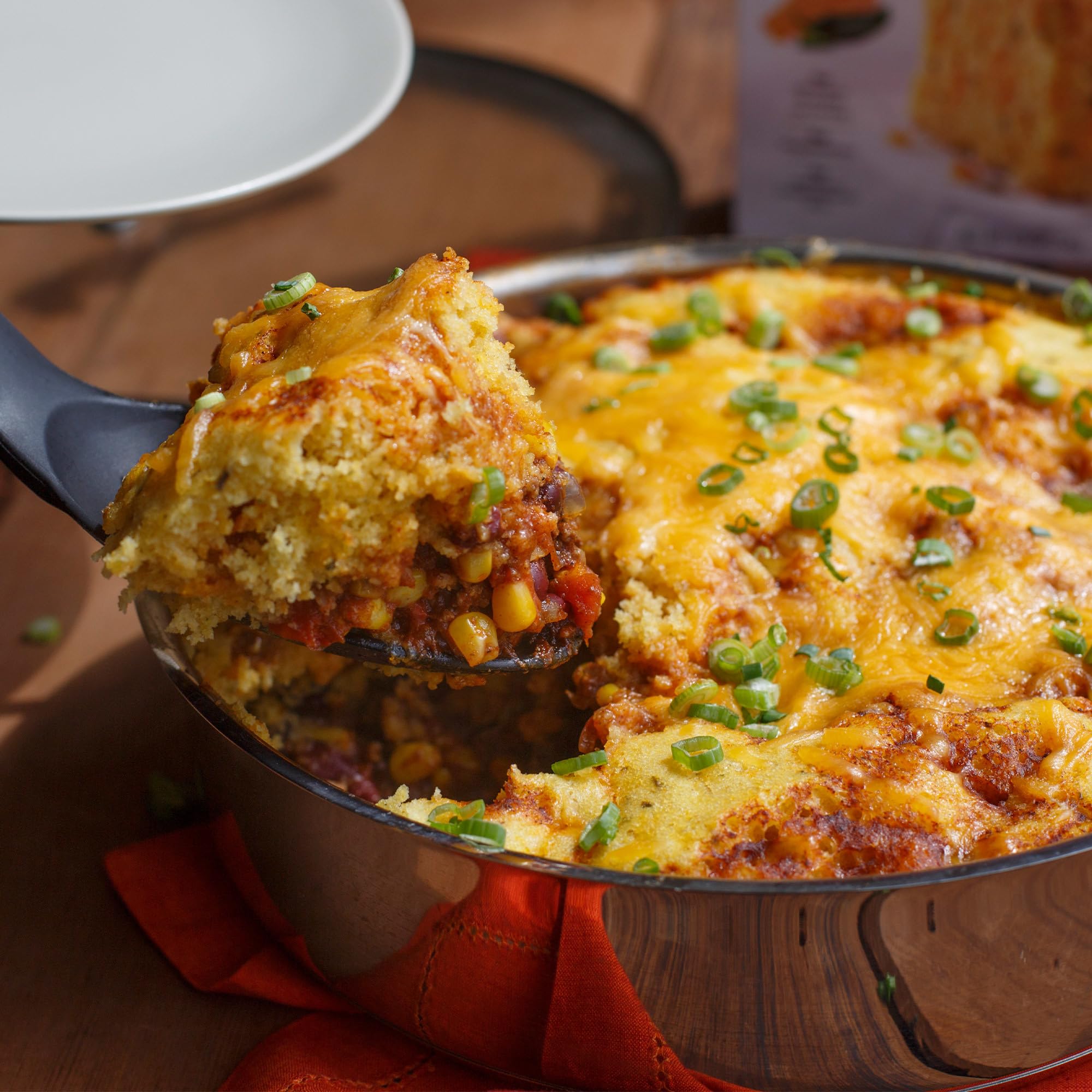 Zatarain's cornbread baking in oven with a golden crust.