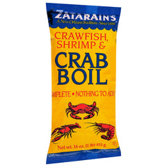 Zatarain's Crawfish, Shrimp & Crab Boil package ready to season seafood with bold flavor.