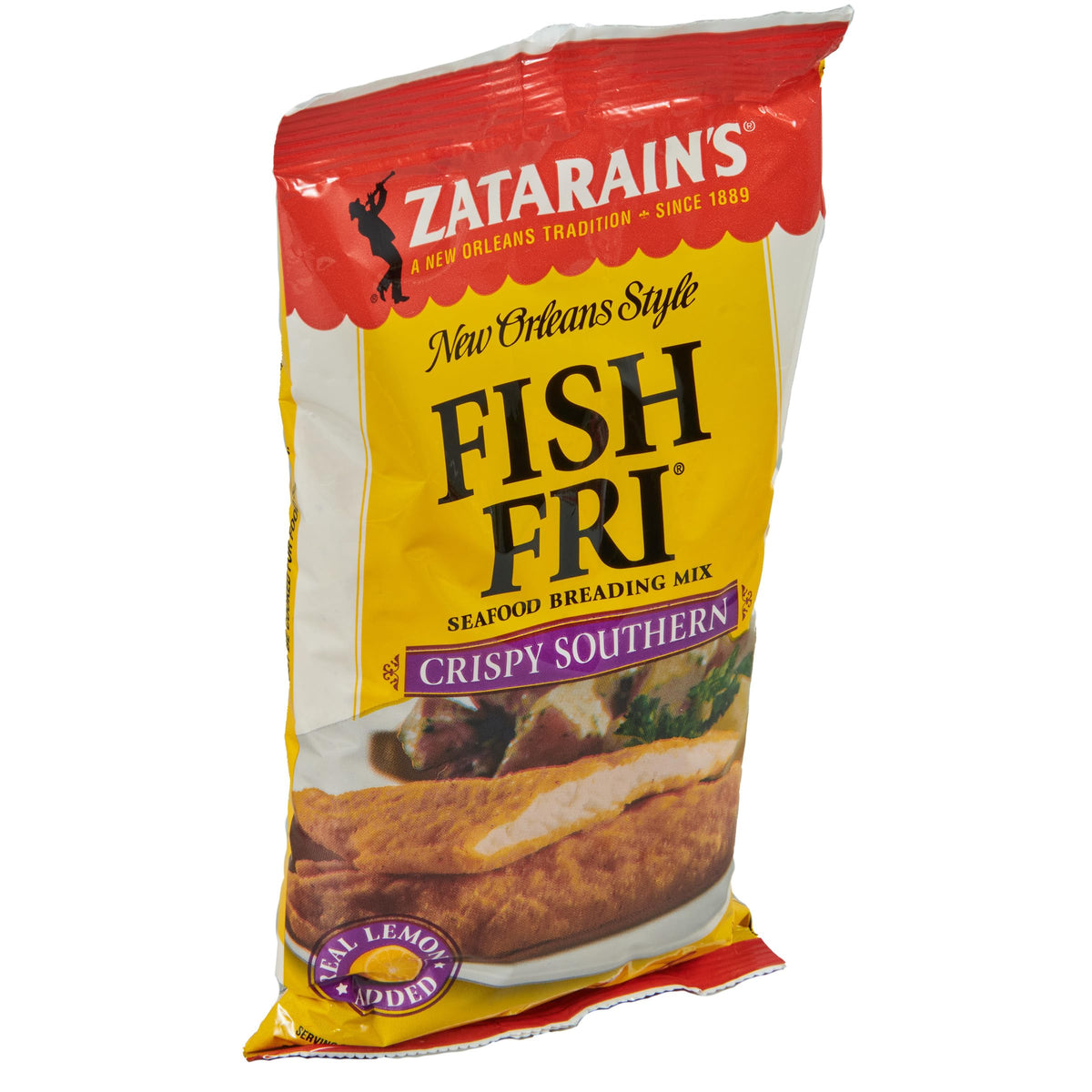 Zatarain's Crispy Southern Fish Fri packaging for quick, crispy seafood coating.