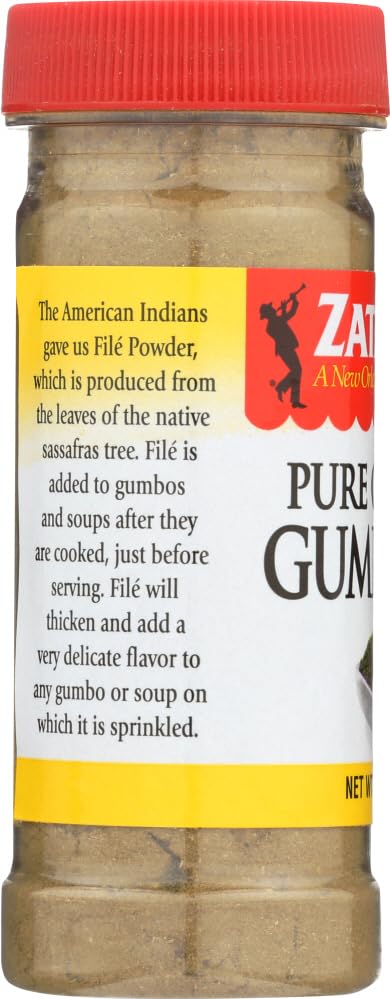 Zatarain's Gumbo File back label with usage notes.