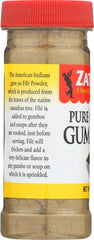 Zatarain's Gumbo File back label with usage notes.