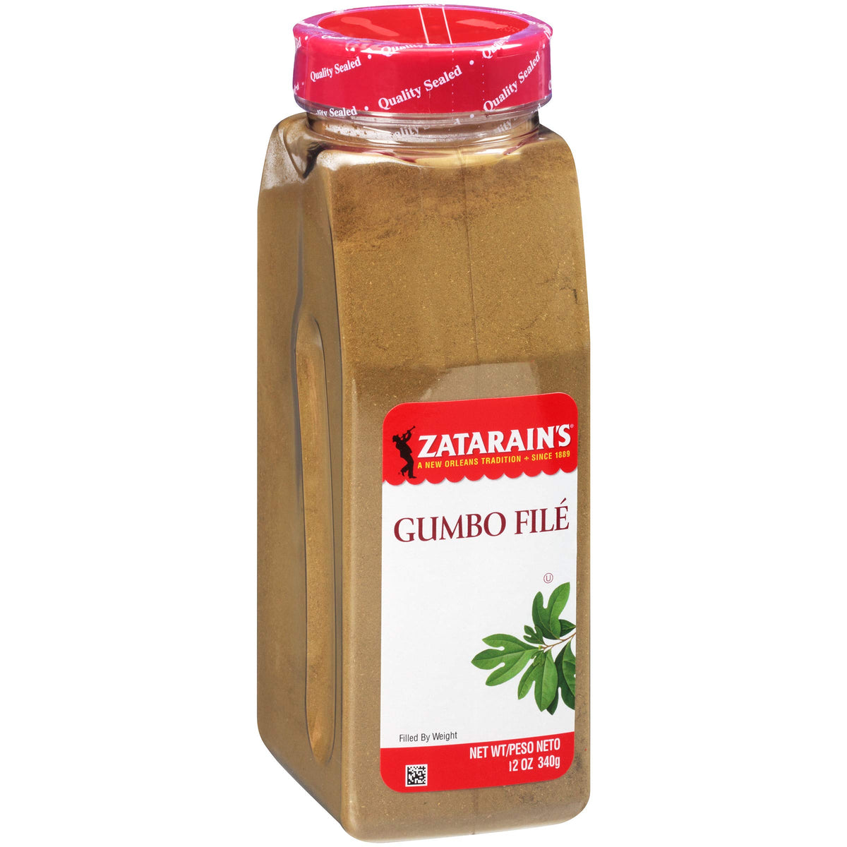 Zatarain's Gumbo Filé powder in a 12oz jar adds authentic Louisiana flavor.