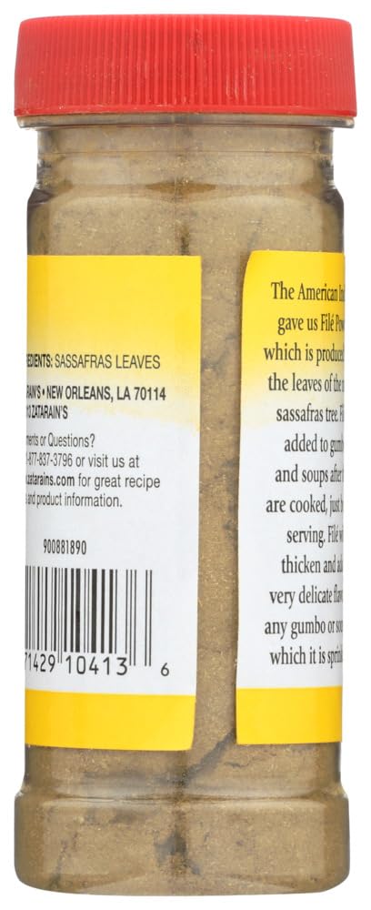 Close-up of Zatarain's Gumbo File powder ready to thicken sauces.