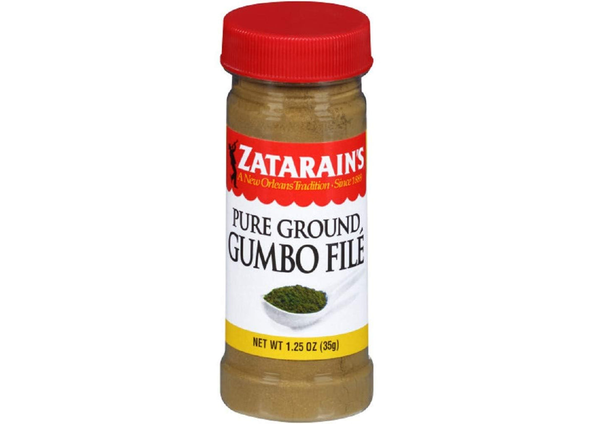 Zatarain's Gumbo File powder enhances gumbo texture and aroma in home cooking.