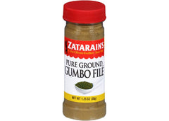 Zatarain's Gumbo File powder enhances gumbo texture and aroma in home cooking.