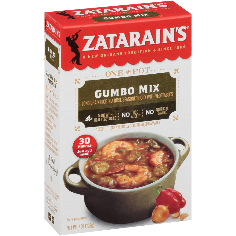 Zatarain's Gumbo Mix real vegetables close-up highlights natural ingredients.