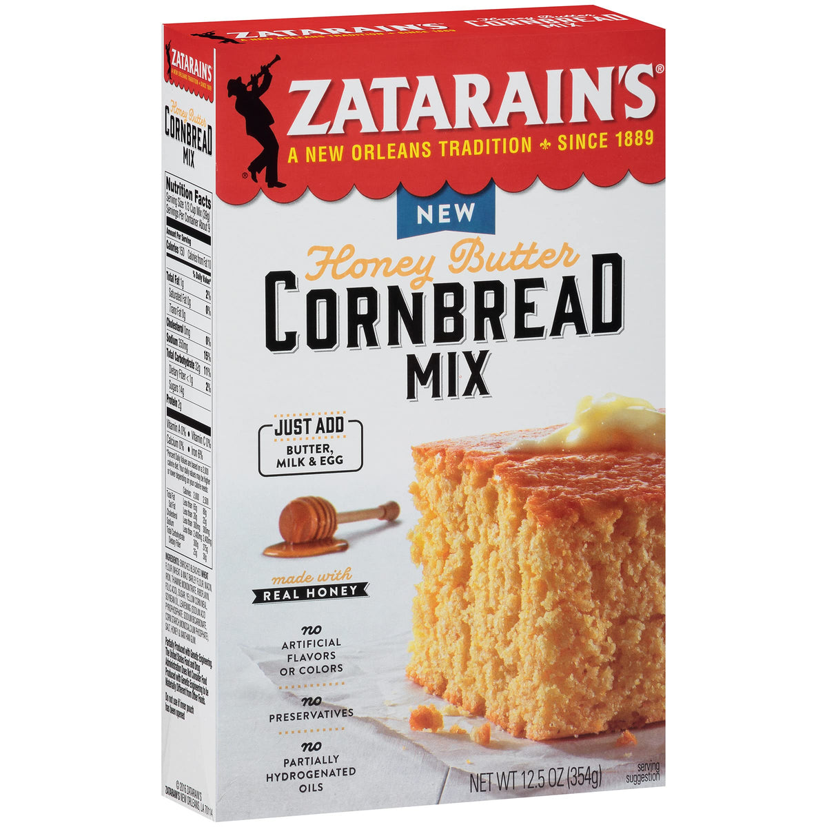 Zatarain's Honey Butter Cornbread Mix pack – convenient six-pack for quick family meals