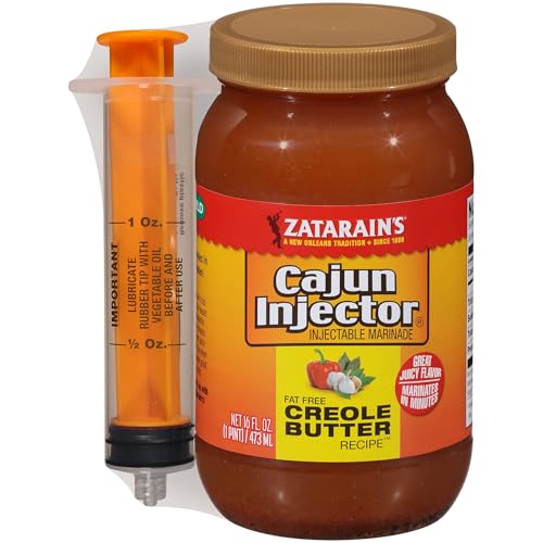 Zatarain's injector being used to infuse meat with even flavor