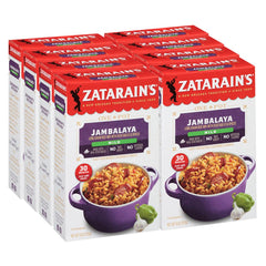 Zatarain's Jambalaya box front, convenient pantry staple for quick weeknight meals.