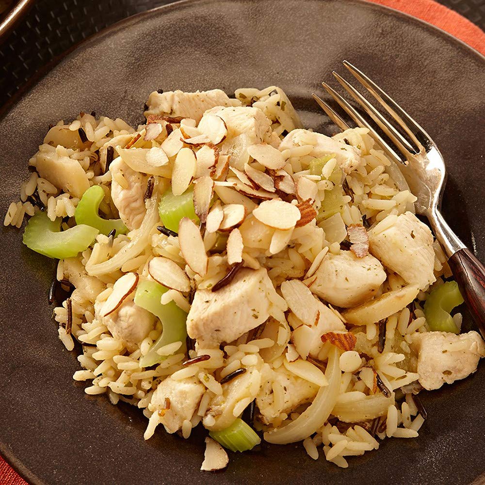 Zatarain's Long Grain & Wild Rice packaging on counter emphasizes convenient pantry staple.