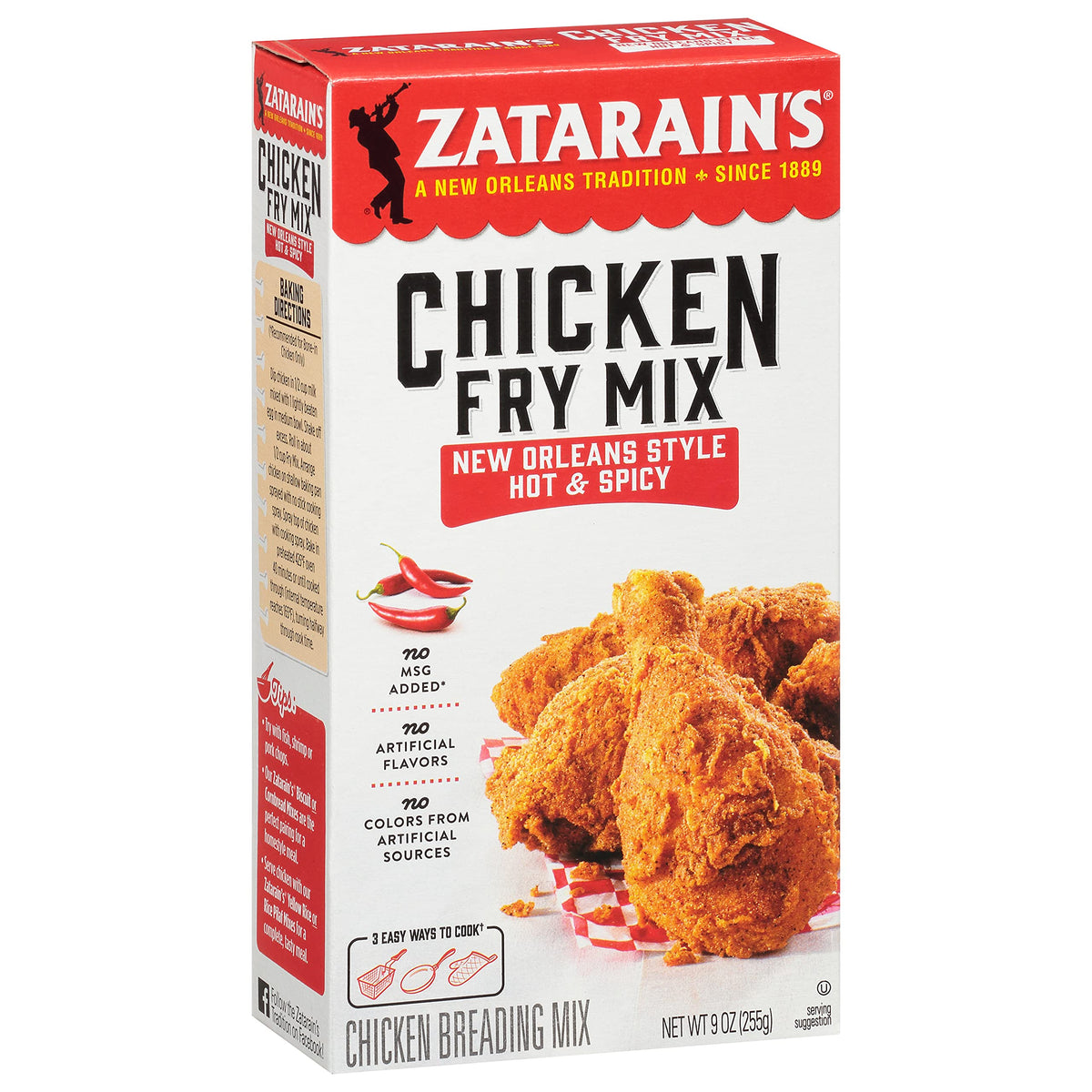 Zatarain's New Orleans hot & spicy fry mix bag front with bold flavor