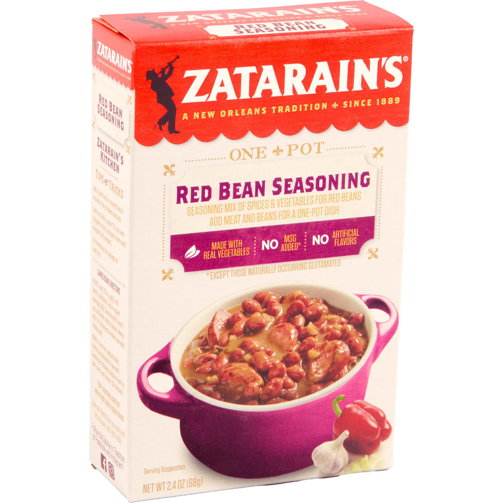 Zatarain's Red Bean Seasoning pack front view boosts weeknight beans with bold flavor