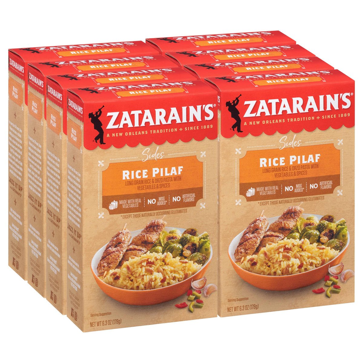Zatarain's Rice Pilaf with long-grain rice and orzo, perfect ready-to-serve side.