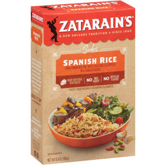 Zatarain's Spanish Rice packaging open revealing simple prep steps