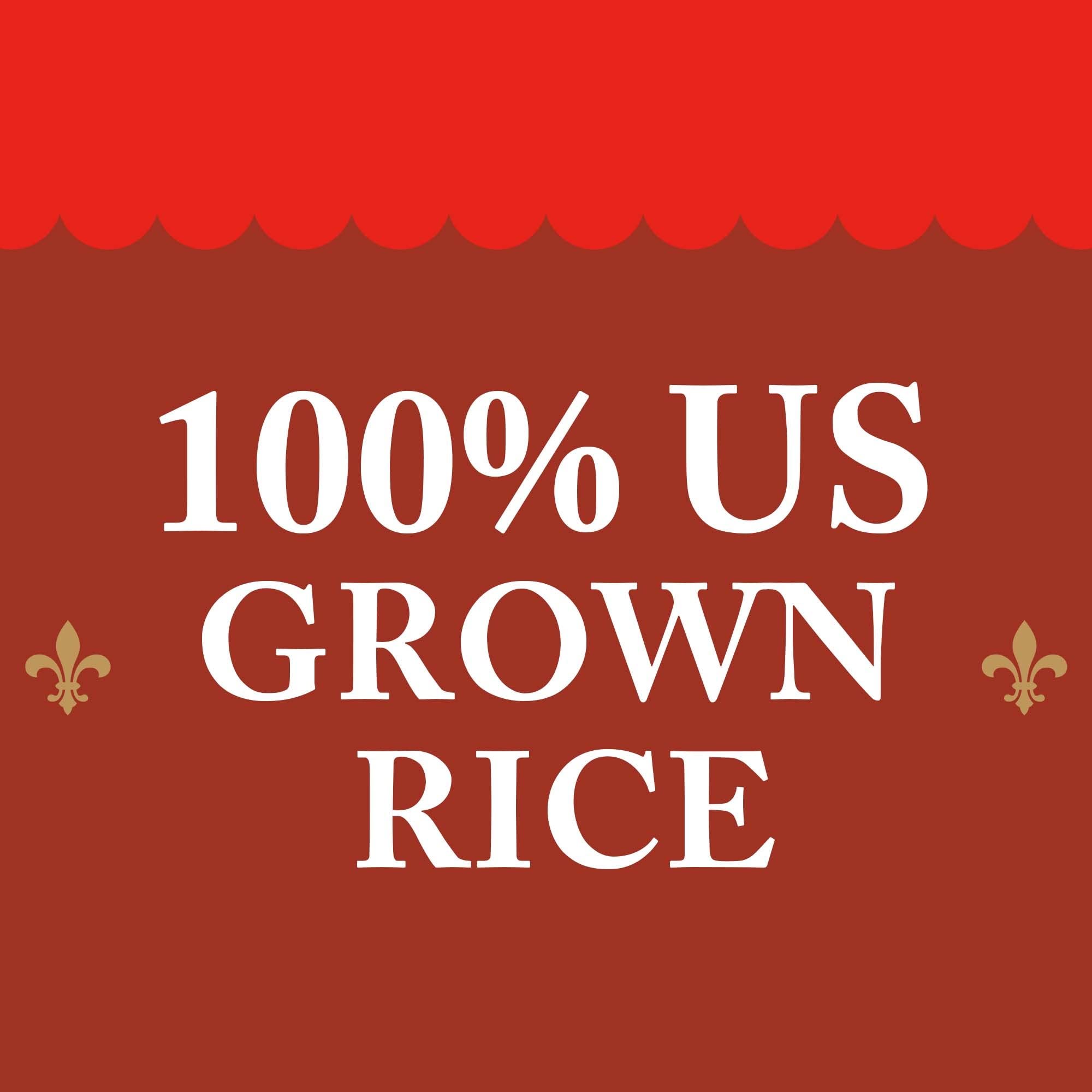 Zatarain's US-grown rice bag highlights freshness for Creole and Cajun meals.