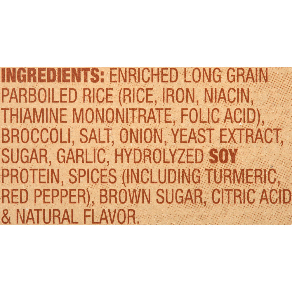 Zatarain's Yellow Rice with Broccoli served ready on plate, ideal with shrimp or chicken.