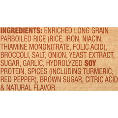 Zatarain's Yellow Rice with Broccoli served ready on plate, ideal with shrimp or chicken.
