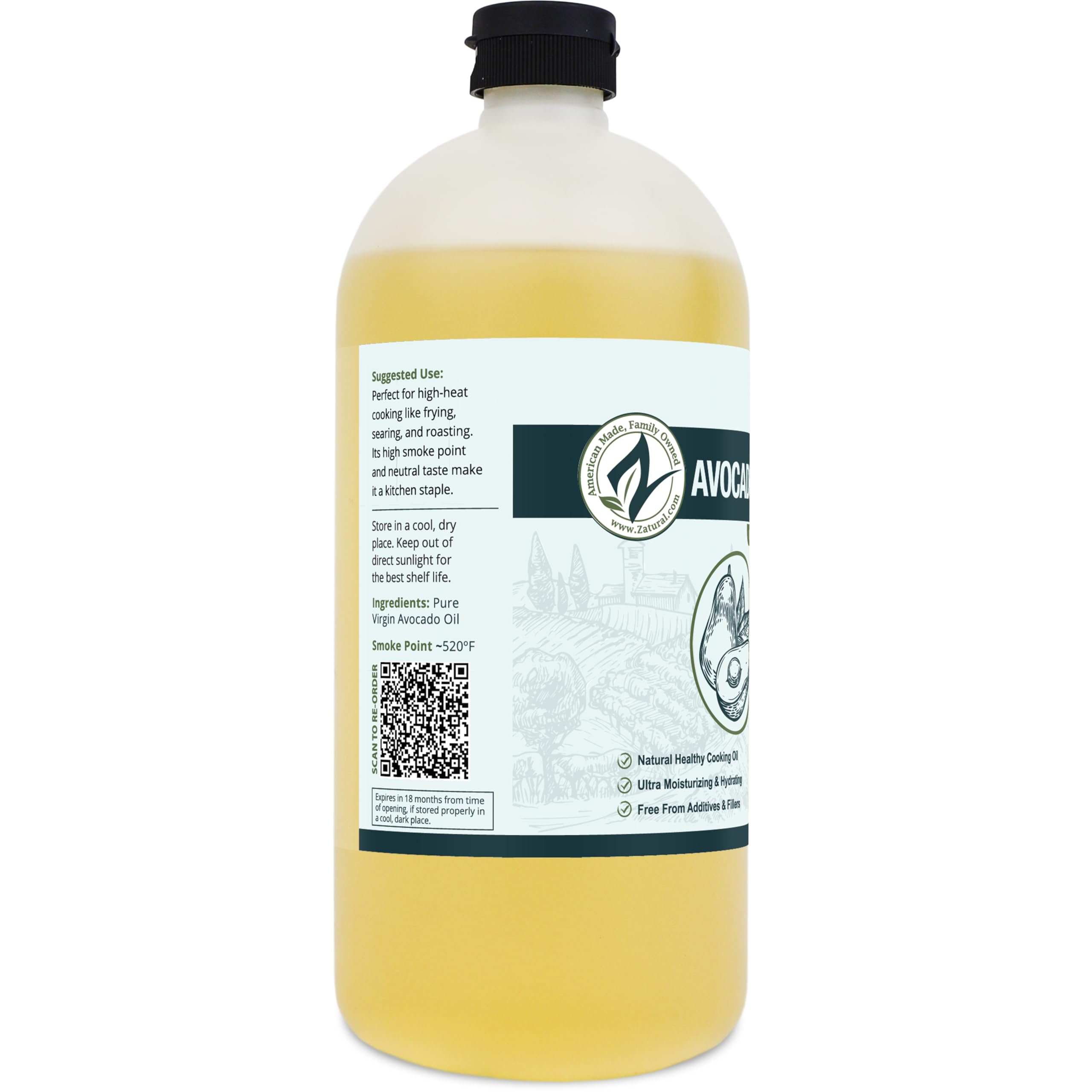 Zatural Avocado Oil bottle on the kitchen counter as a versatile staple.