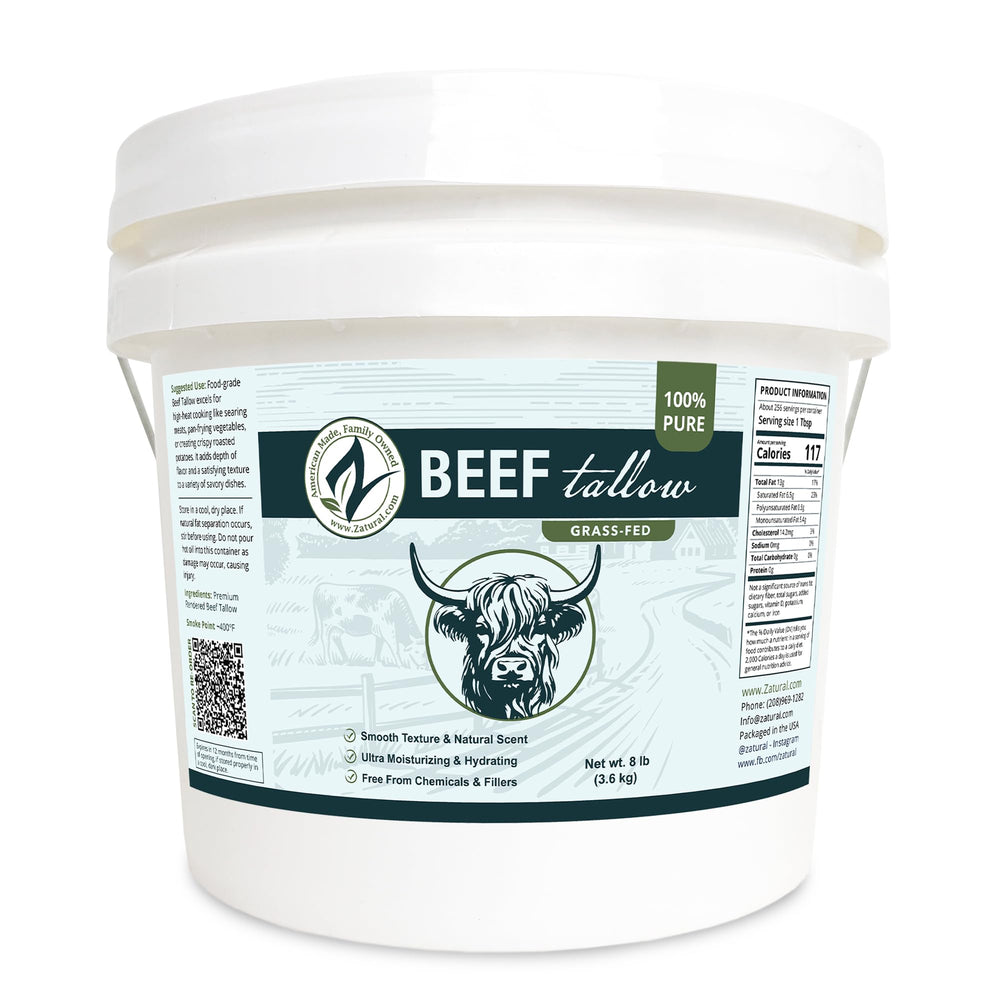 Zatural beef tallow in a deodorized bucket suitable for cooking and long shelf life
