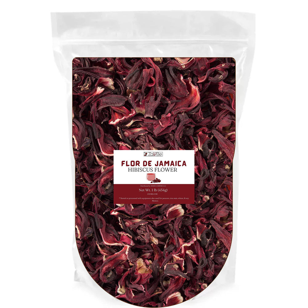 ZAVBE hibiscus dried flowers close-up showing vibrant color for tea.