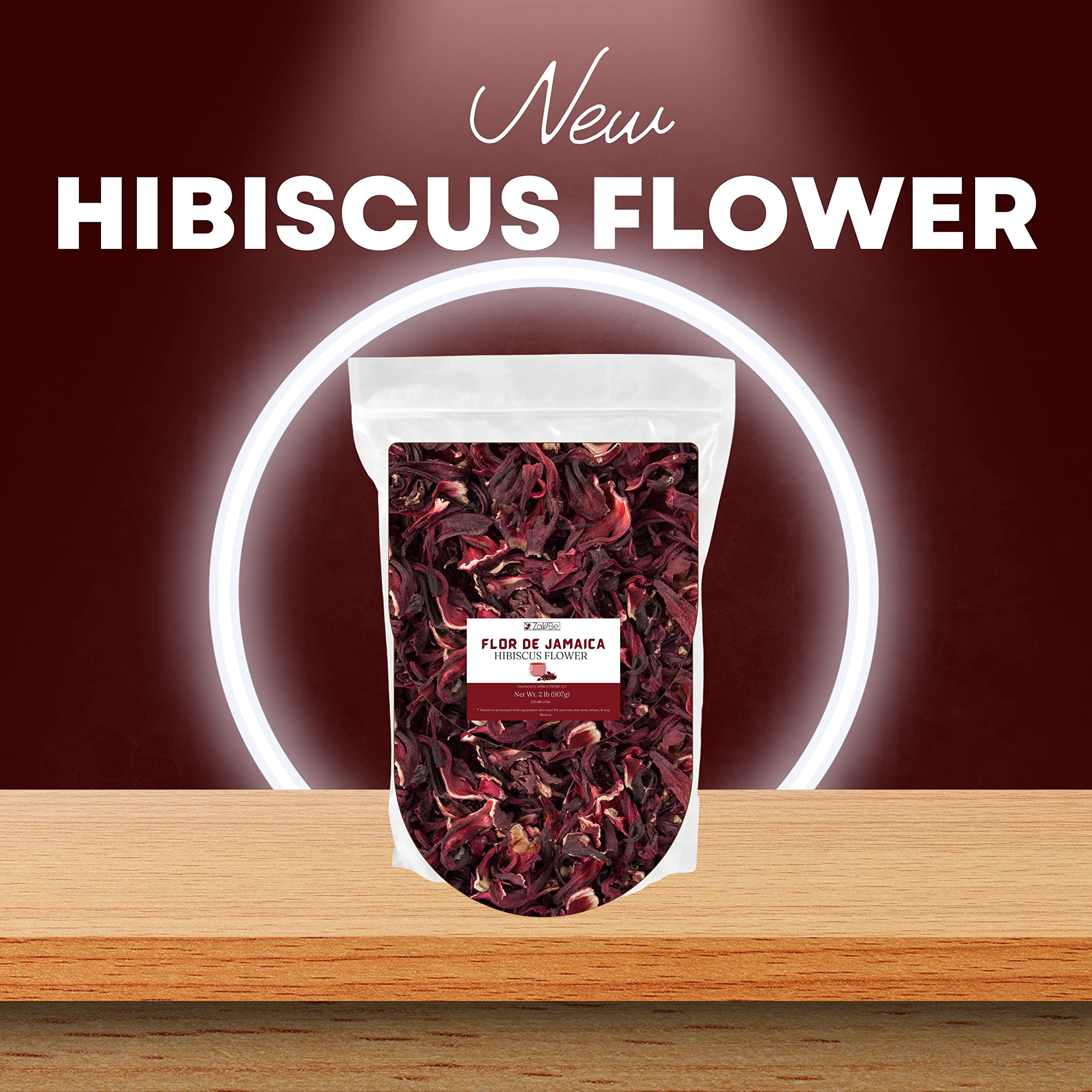 ZAVBE Hibiscus Tea whole flowers and petals for a visually rich, fruity-tart cup.