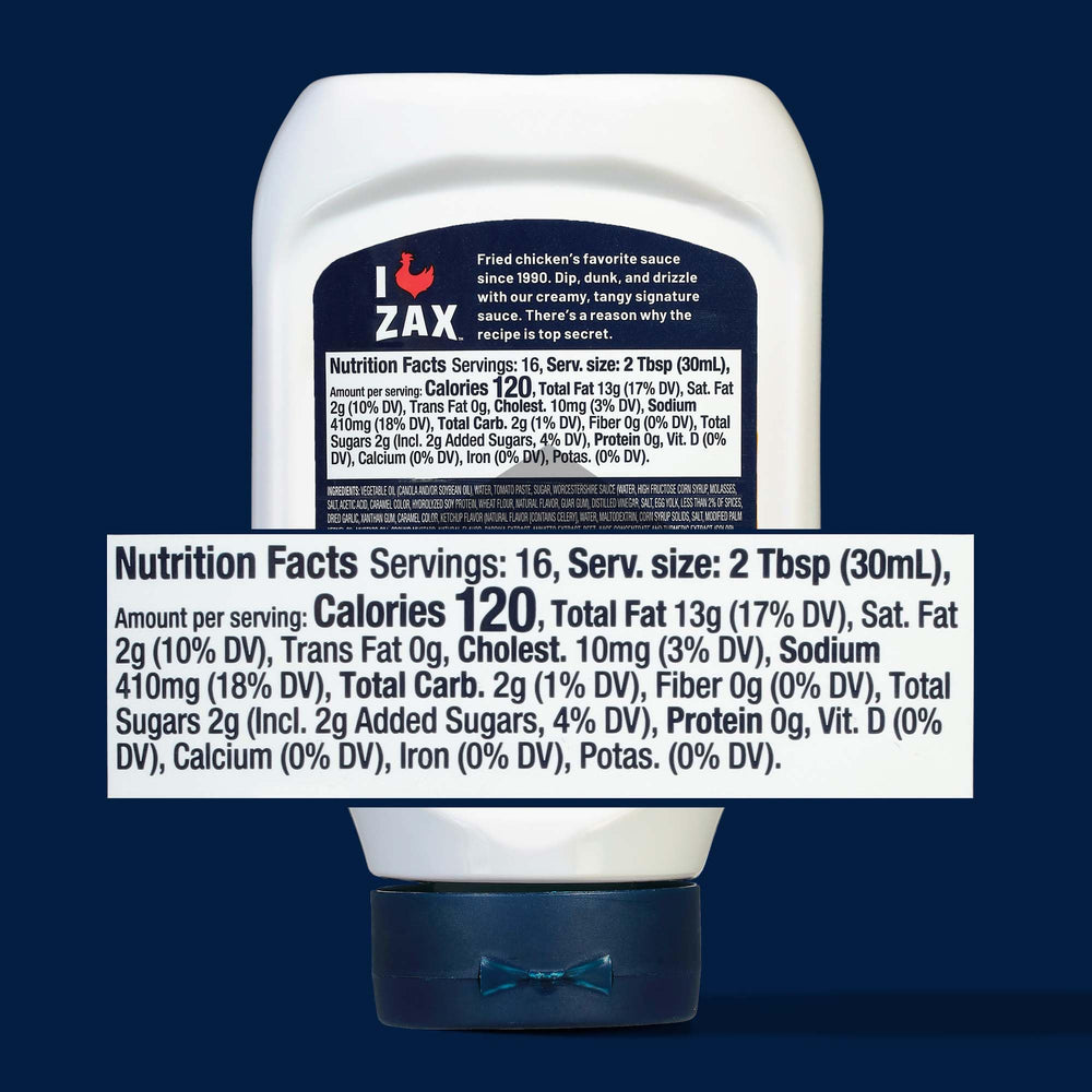 Zax Sauce bottle pour close-up, smooth texture ready for burgers.