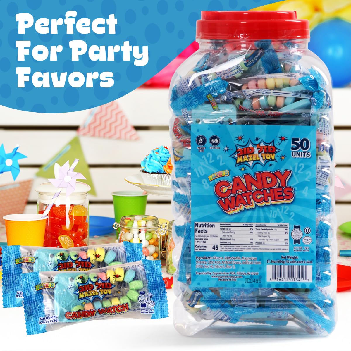 Zazers candy jewelry-style bracelets add a playful edible accessory.