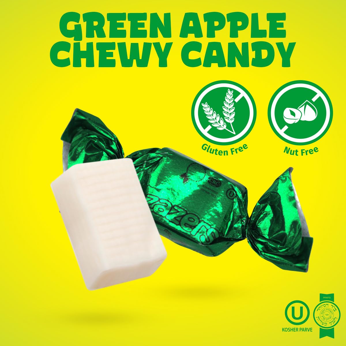Zazers Green Apple candy in foil wrap, great for elegant event candy bars.