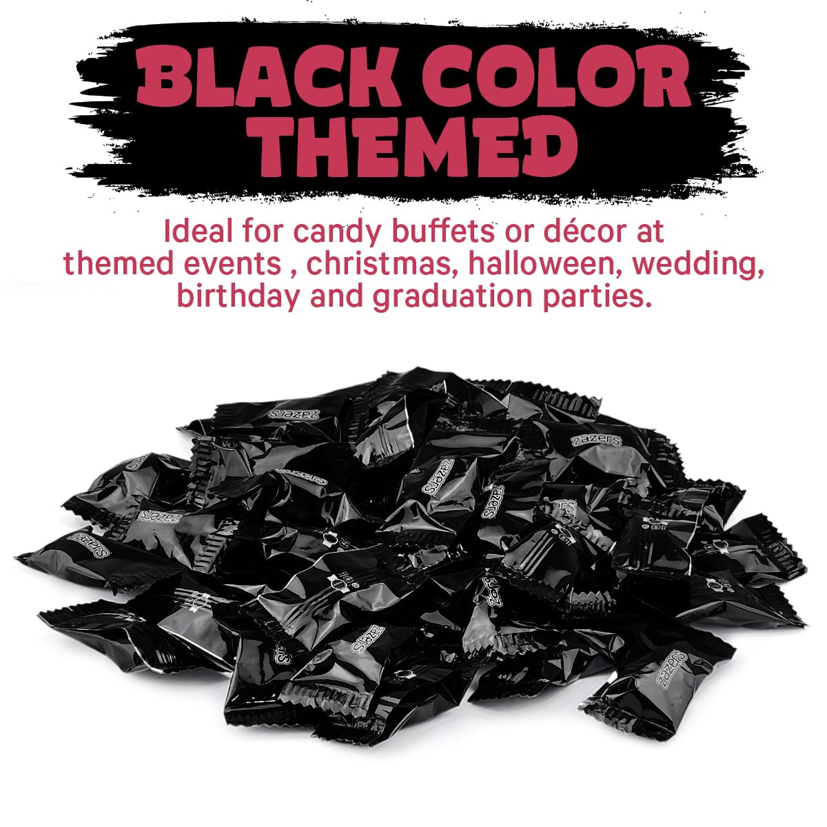 Office candy jar with black-foil cherry taffy
