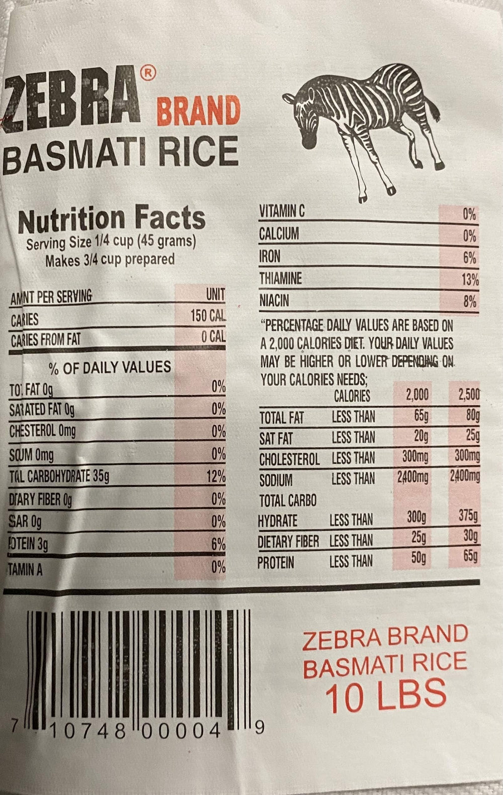 Cooked Zebra Basmati rice with fluffy grains on a plate, ideal for pilaf.