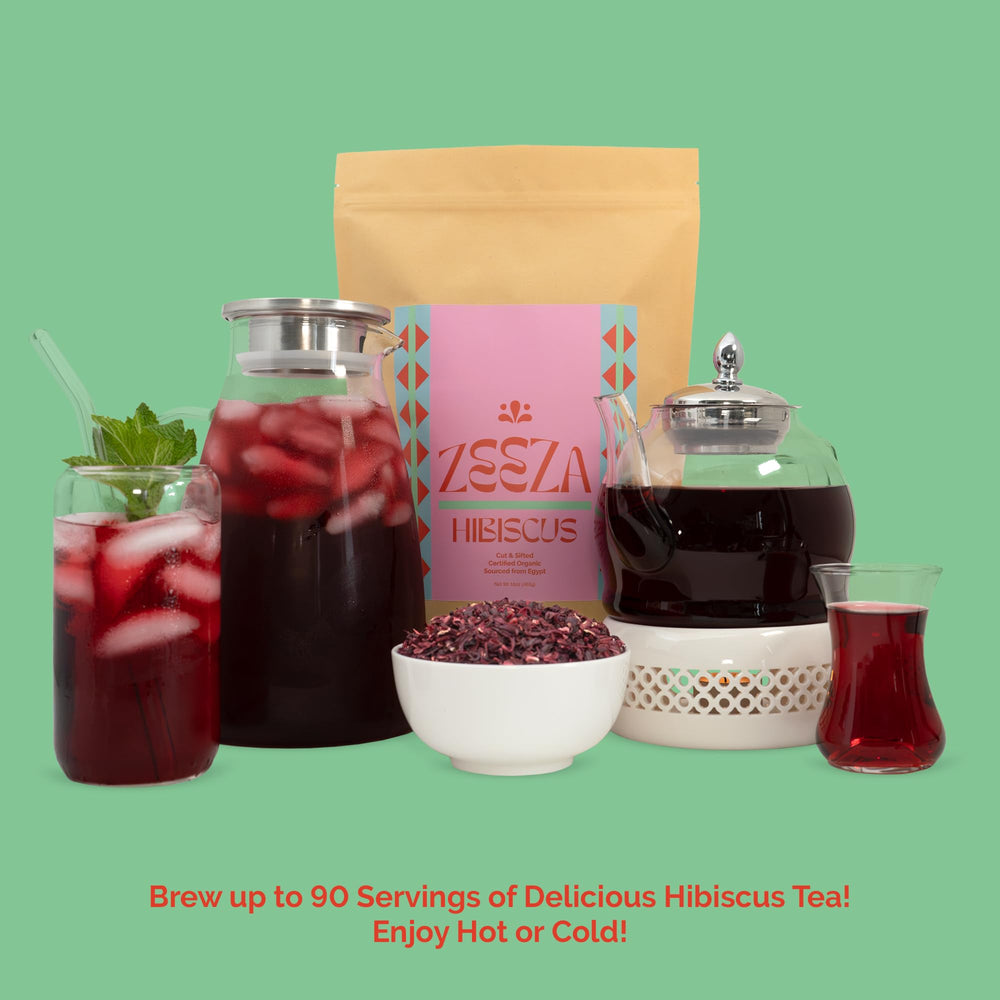 Zeeza hibiscus tea packaging showcasing organic and USDA certification