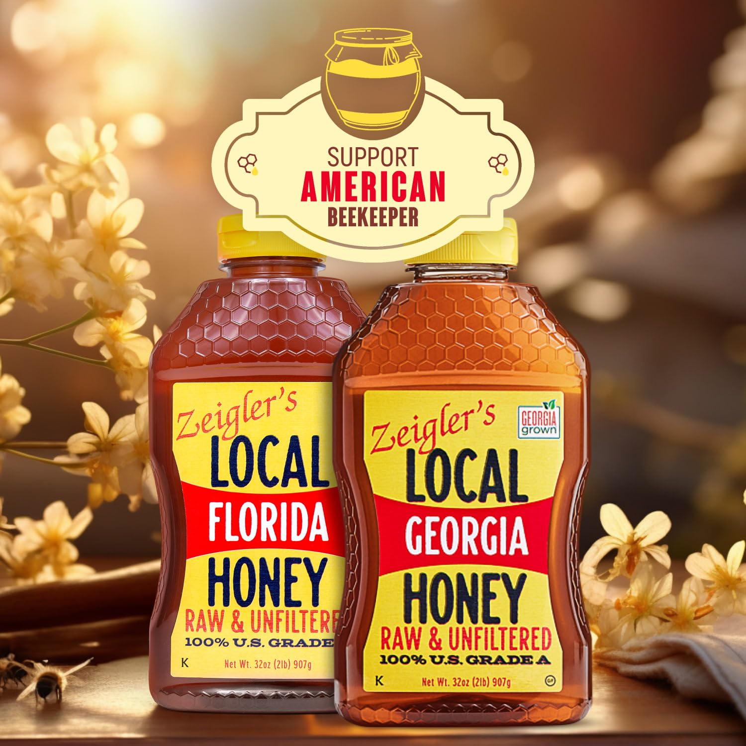 ZEIGLER'S Florida Local Honey packaging label highlights 32oz capacity