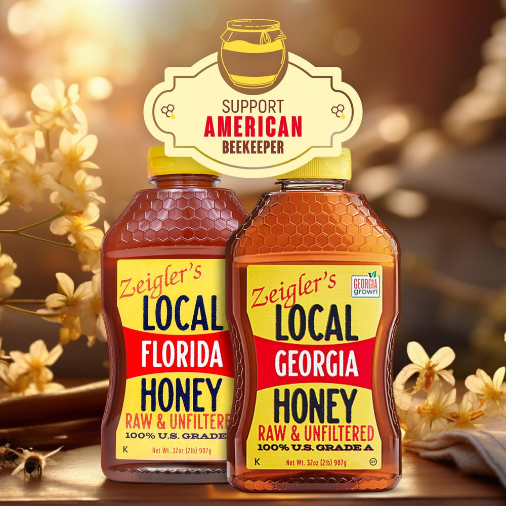 ZEIGLER'S Florida Local Honey packaging label highlights 32oz capacity