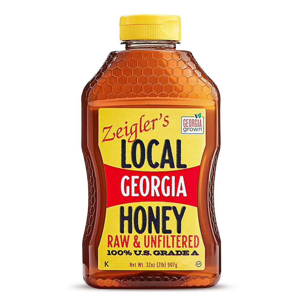 Zeigler's Local Georgia Honey bottle front view, showcasing pure Georgia sweetness