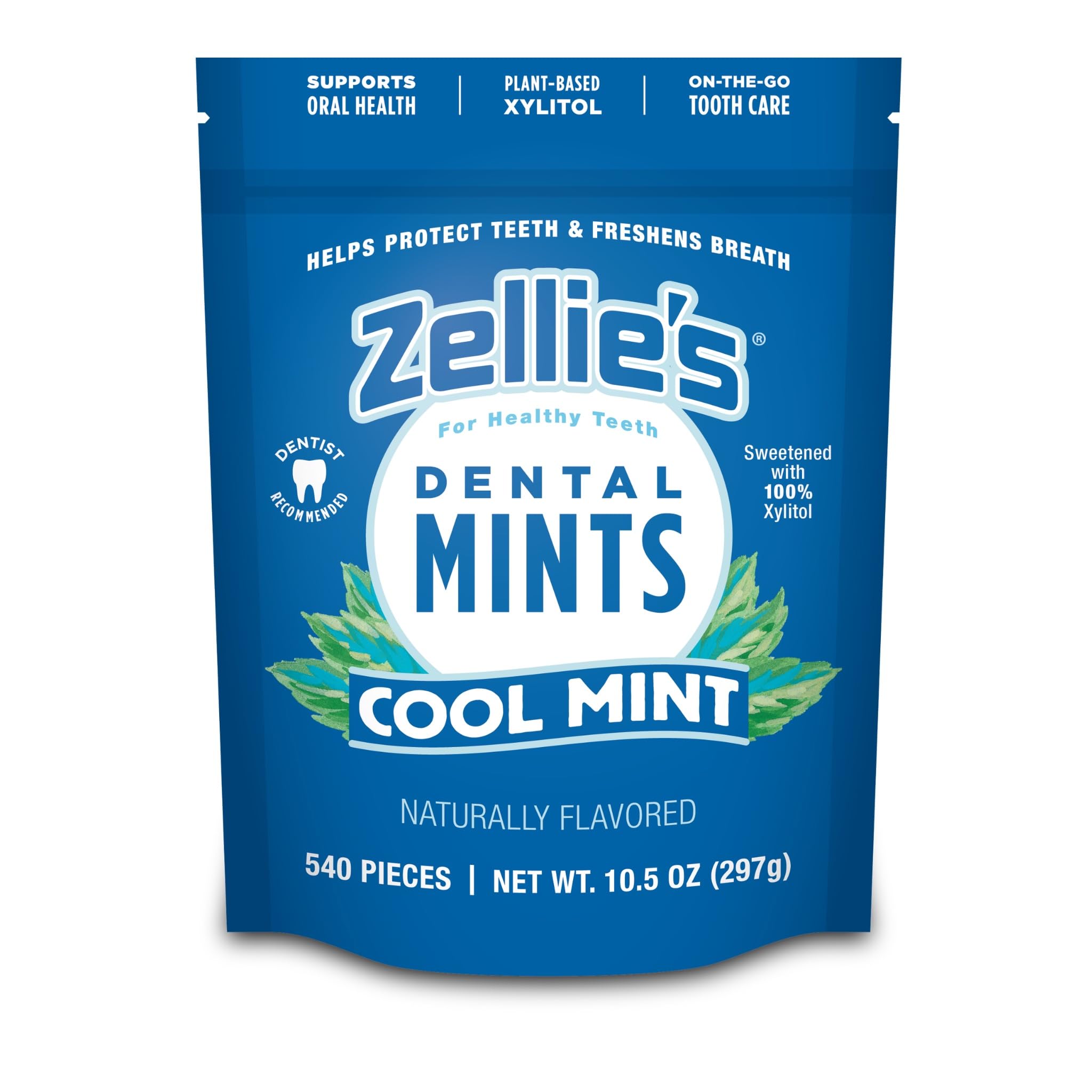 Zellie's 100 percent xylitol mints packaging for on-the-go oral care.