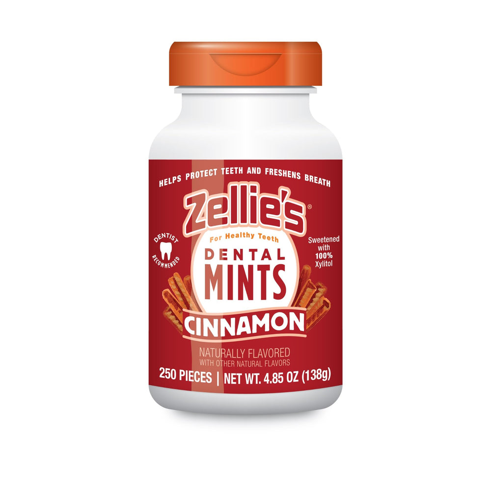 zellies cinnamon breath mints pack viewed front for fresh breath on the go.
