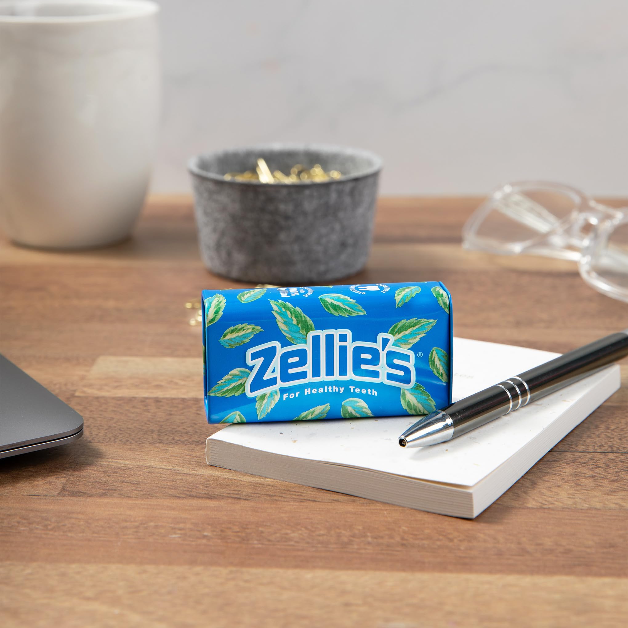 Zellie's close-up mint crystals conveying refreshing texture and zing.