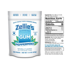 Close-up of Zellie's gum pieces showing mint texture for quick breath refreshment.