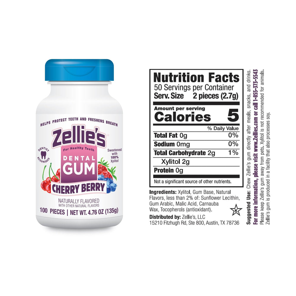 Zellie's packaging and dispensing container ideal for on-the-go gum use.