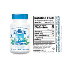 Zellie's peppermint gum close-up texture showing xylitol benefits.