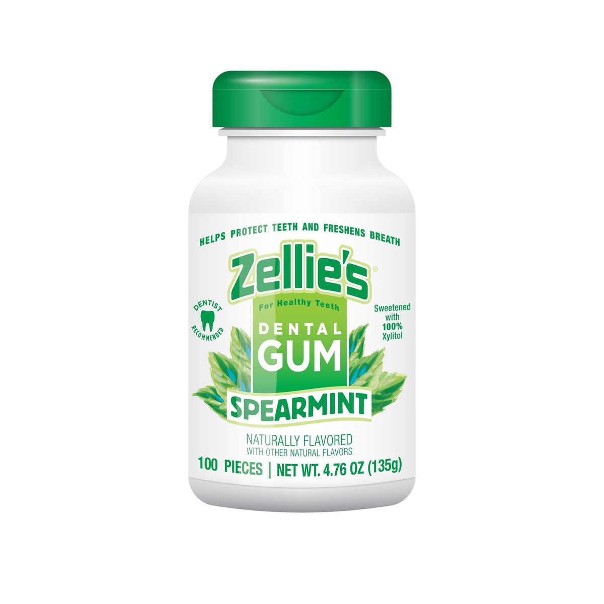 Zellie's spearmint gum packaging ready for on-the-go freshness and convenience.